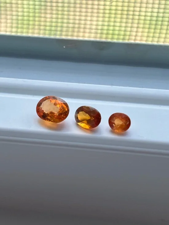 Set of 3 Orange Garnet Gemstones – Oval Faceted Hessonite Garnet Lot Warm Tones - Picture 15 of 15